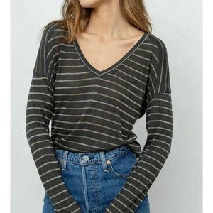Rails Charcoal Striped V-Neck Top